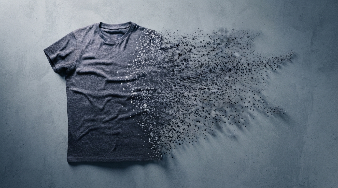Editorial illustration for From Garment to Food Web: How Synthetic Clothing Sheds Microplastics Into the Environment